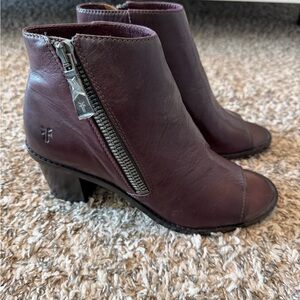 Frye Purple Leather Open Toe Ankle Boots